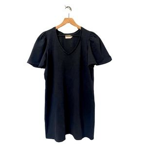 National LTD Black Flutter Sleeve Casual Shirt Dress Size Large